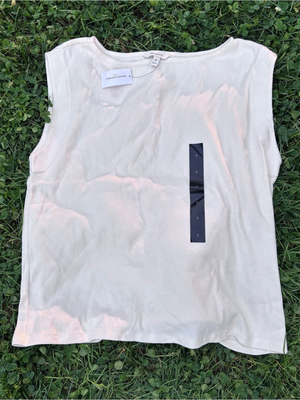 Banana Republic Shirt Cream Sleeveless Ribbed Tank